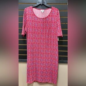 NWT LuLaRoe Julia Dress Size 2XL Fuchsia Geometric Bodycon